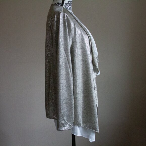 KIM & CAMI Open Cascade Shimmer Cardigan Jacket - Large - Picture 3 of 5